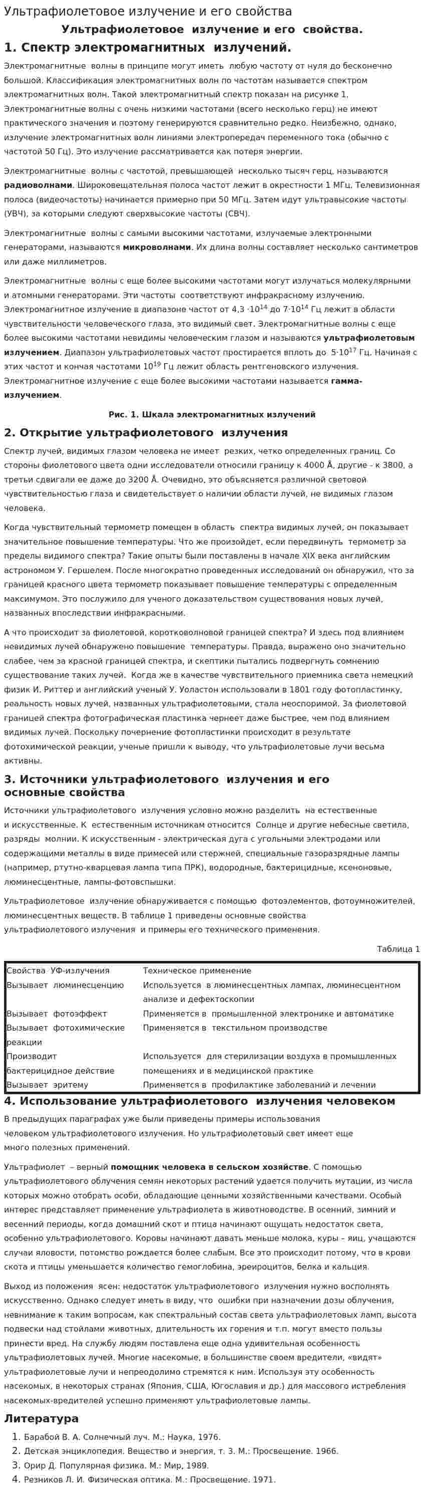 Ультрафиолетовое излучение и его свойства