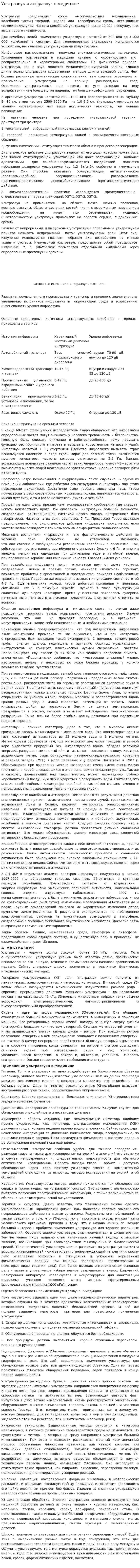 Ультразвук и инфразвук в медицине