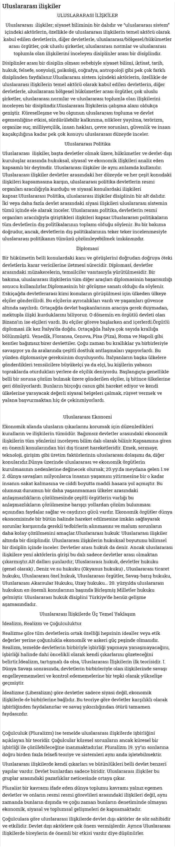 Uluslararası ilişkiler