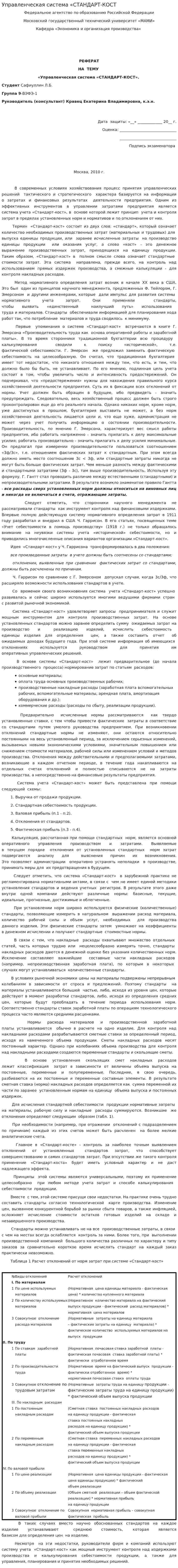 Управленческая система «СТАНДАРТ-КОСТ
