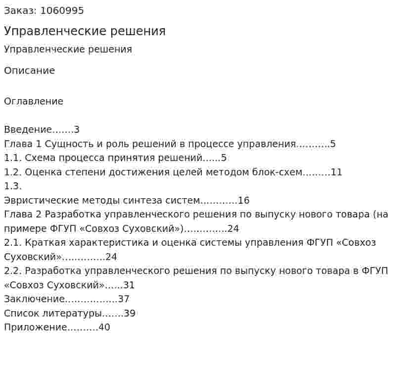 Управленческие решения (курсовая работа) 