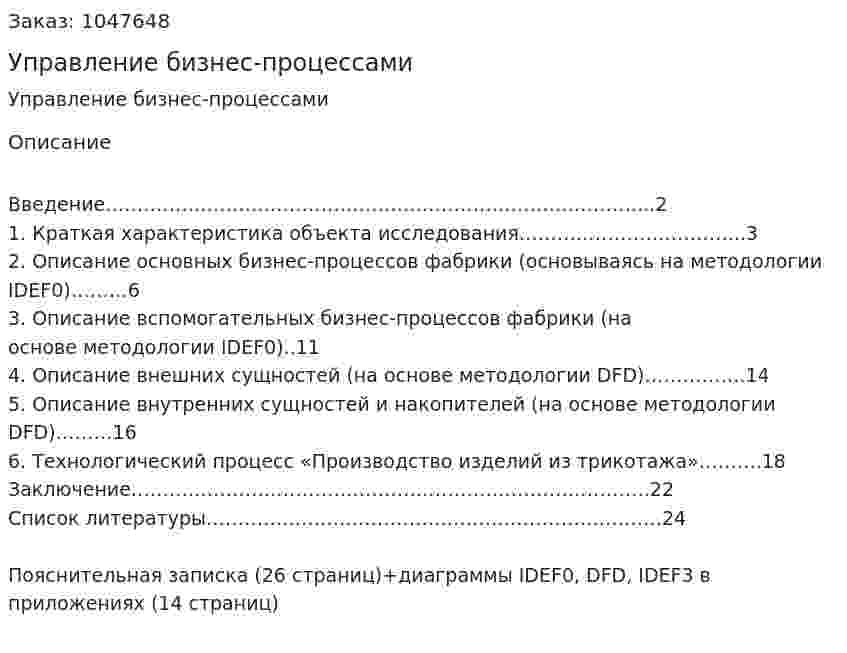 Управление бизнес-процессами (курсовая работа) 