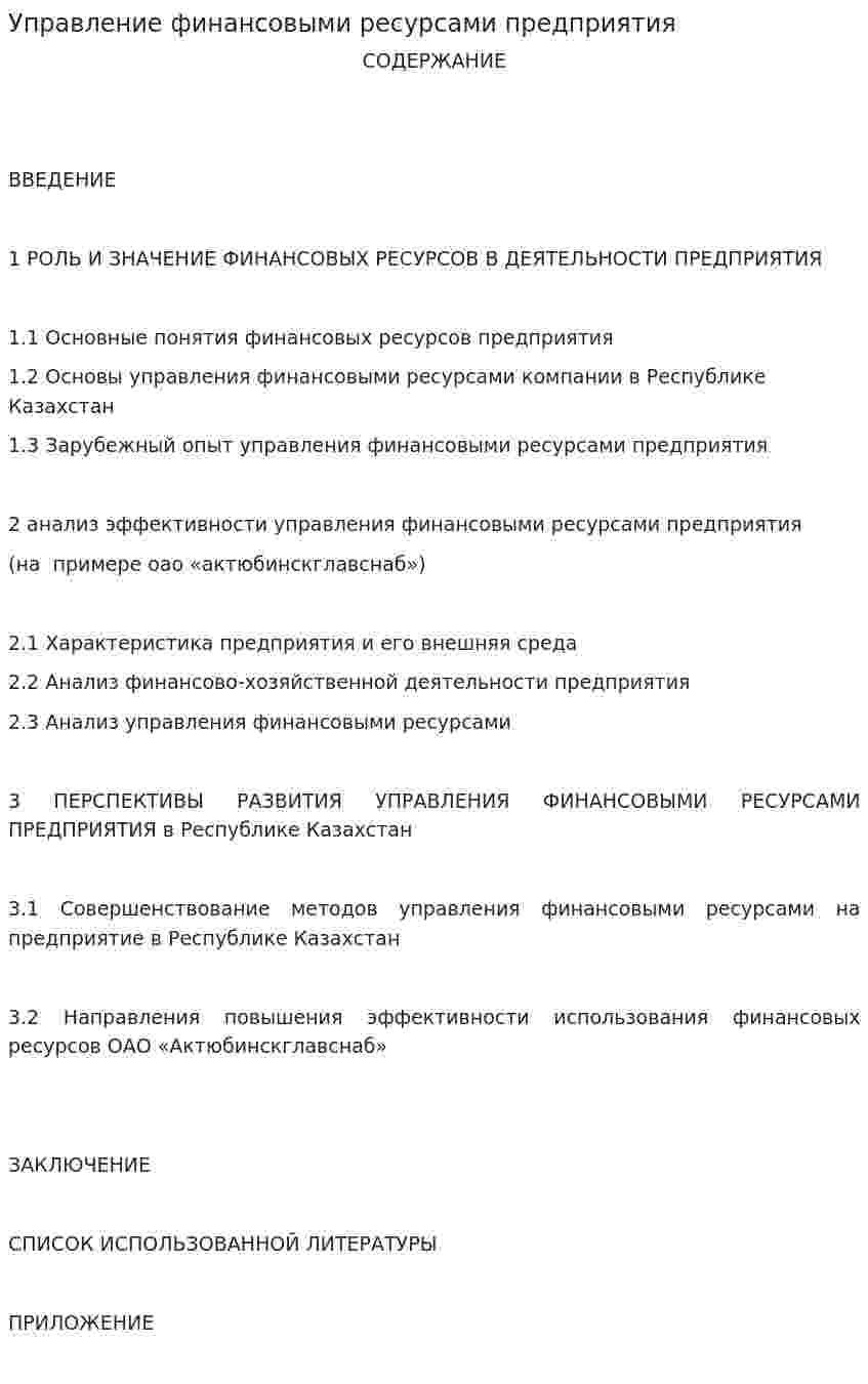 Управление финансовыми ресурсами предприятия