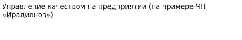 Управление качеством на предприятии (на примере ЧП «Ирадионов»)