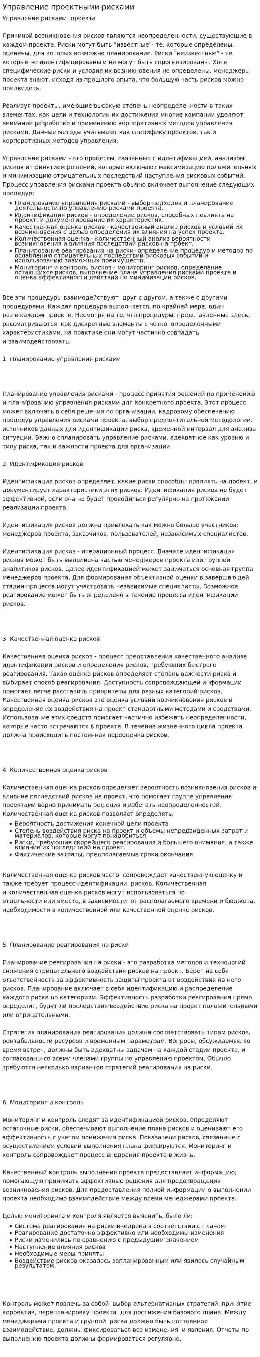 Управление проектными рисками