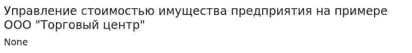 Управление стоимостью имущества предприятия на примере ООО "Торговый центр"