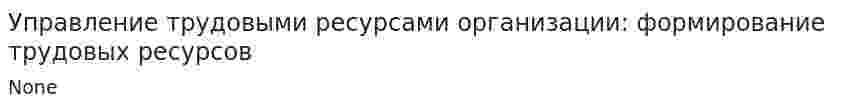 Управление трудовыми ресурсами организации: формирование трудовых ресурсов