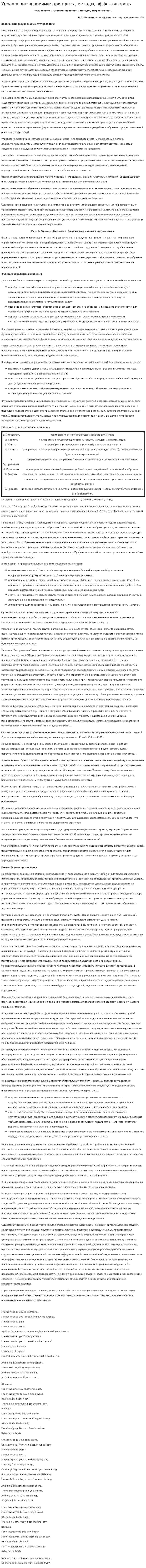 Управление знаниями: принципы, методы, эффективность