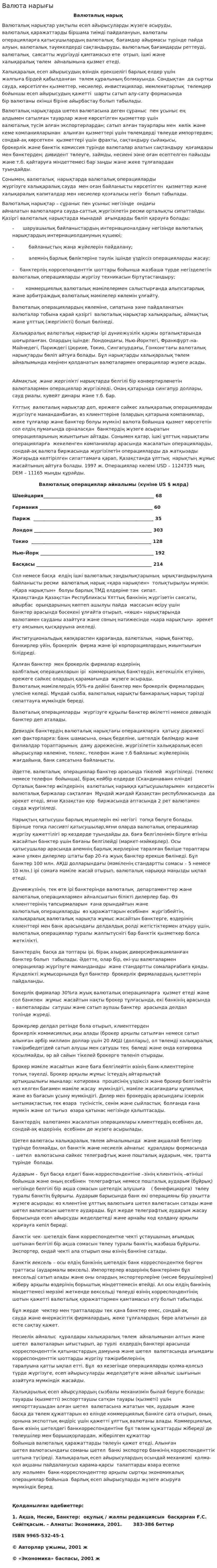 Валюта нарығы. 2