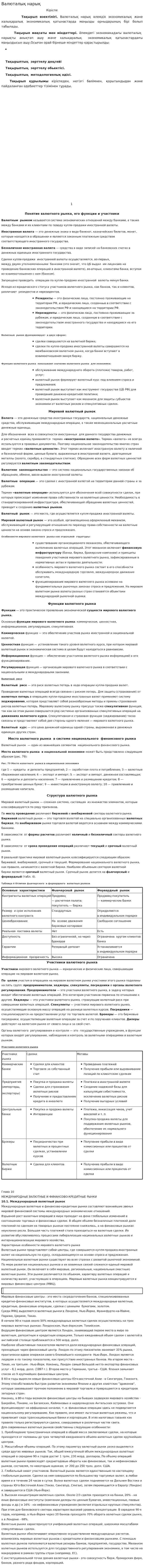 Валюталық нарық. 2