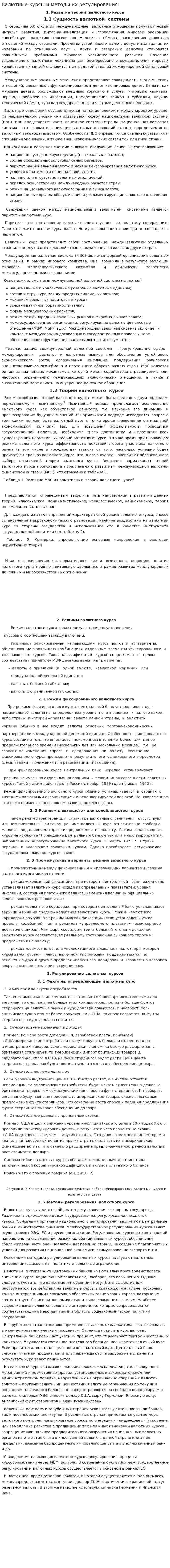 Валютные курсы и методы их регулирования