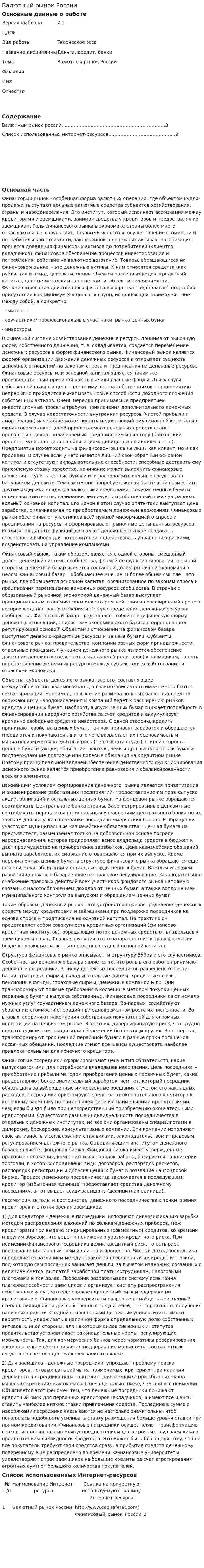 Валютный рынок России. 4