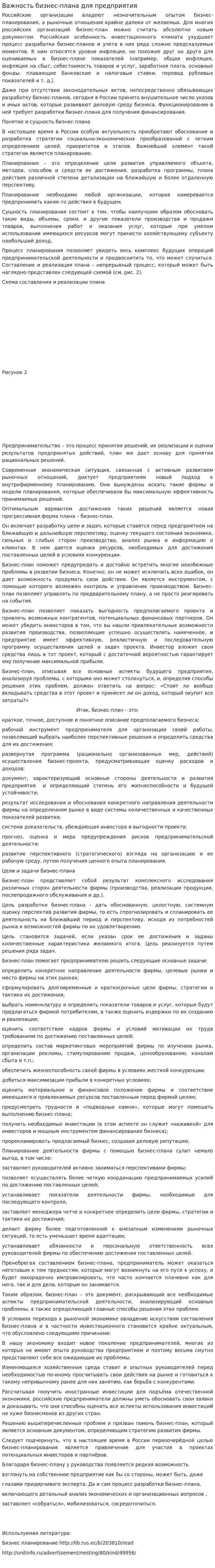Важность бизнес-плана для предприятия
