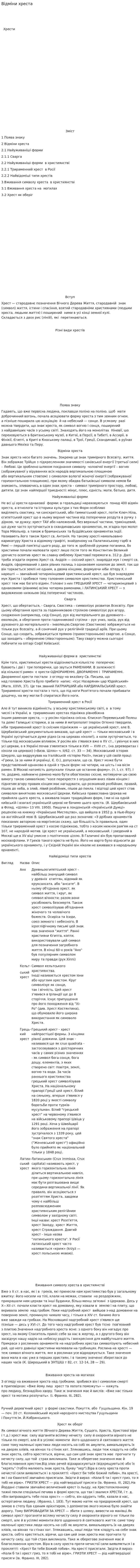 Відміни хреста