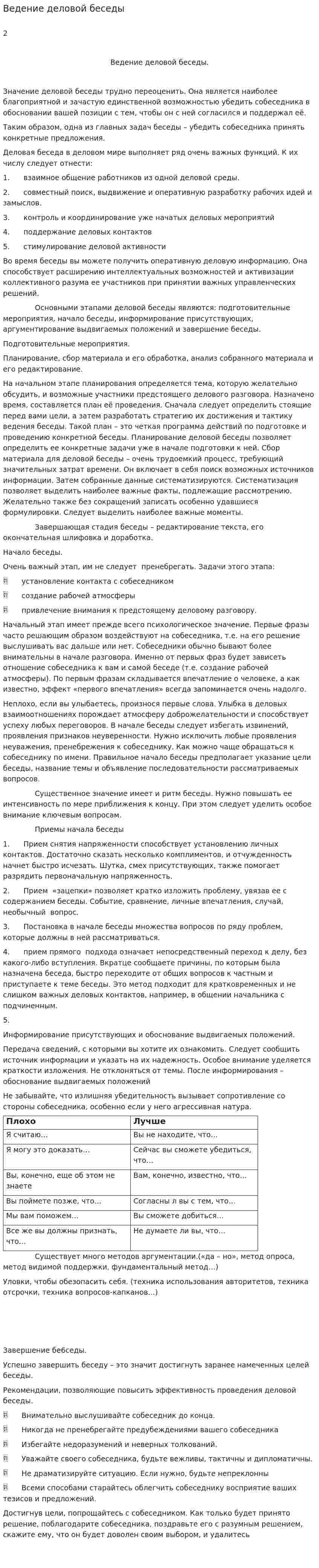 Ведение деловой беседы. 3