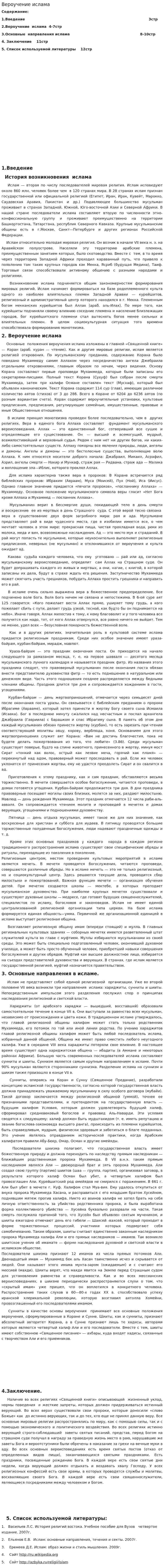 Вероучение ислама