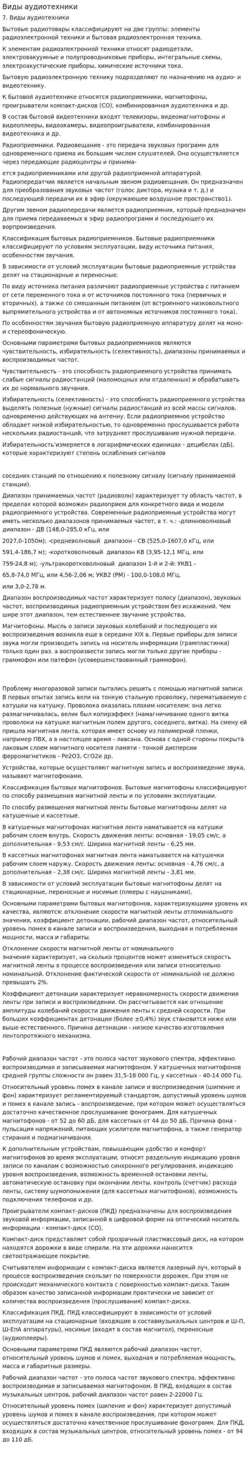 Виды аудиотехники