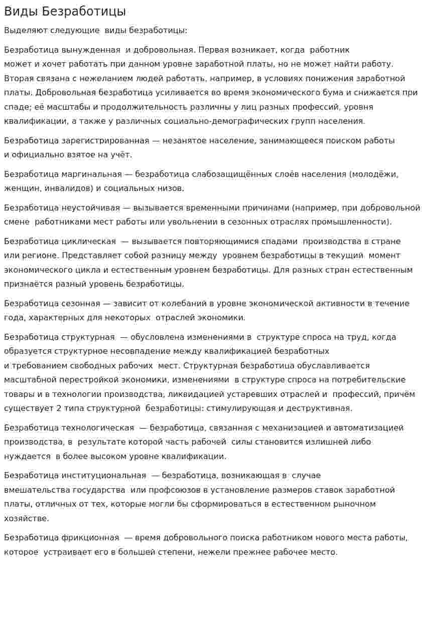 Виды Безработицы