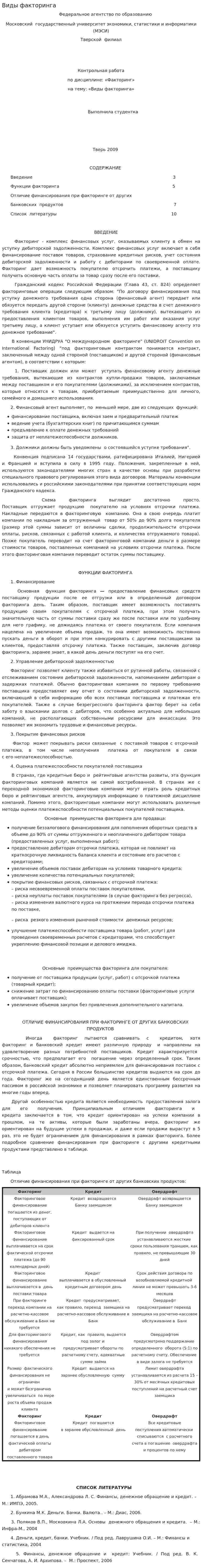Виды факторинга