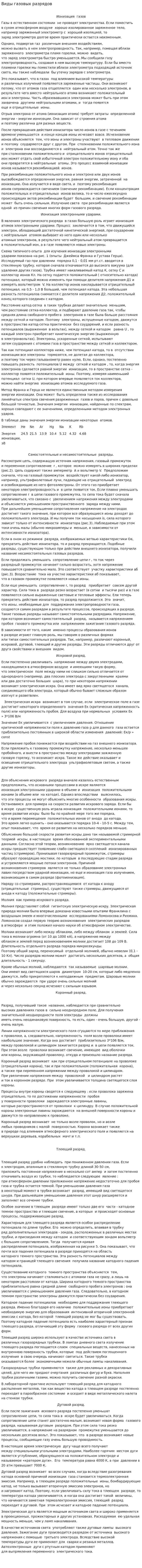 Виды газовых разрядов