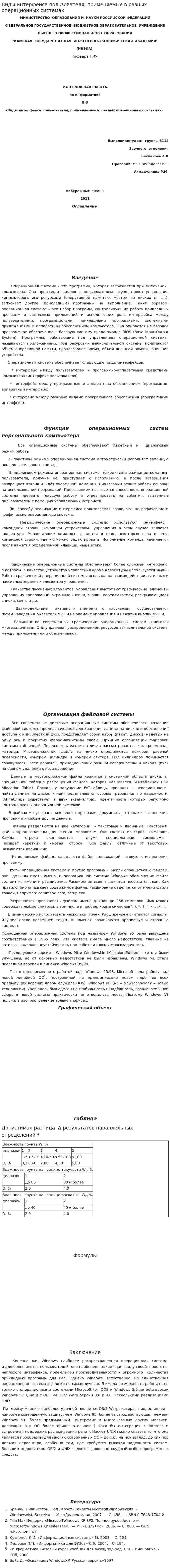 Виды интерфейса пользователя, применяемые в разных операционных системах