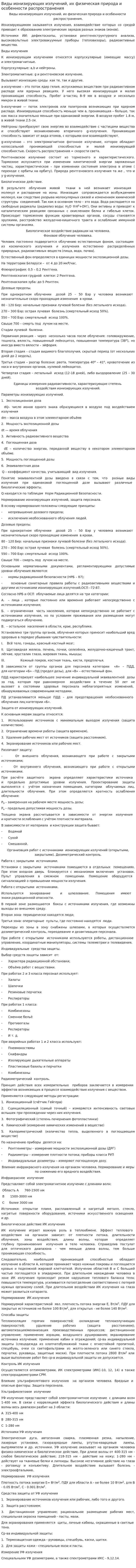 Виды ионизирующих излучений, их физическая природа и особенности распространения