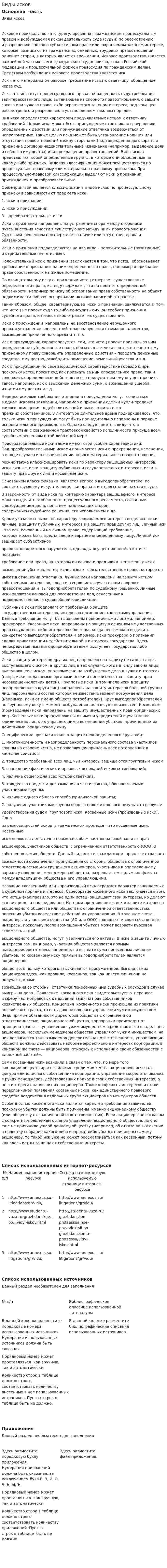 Виды исков. 2