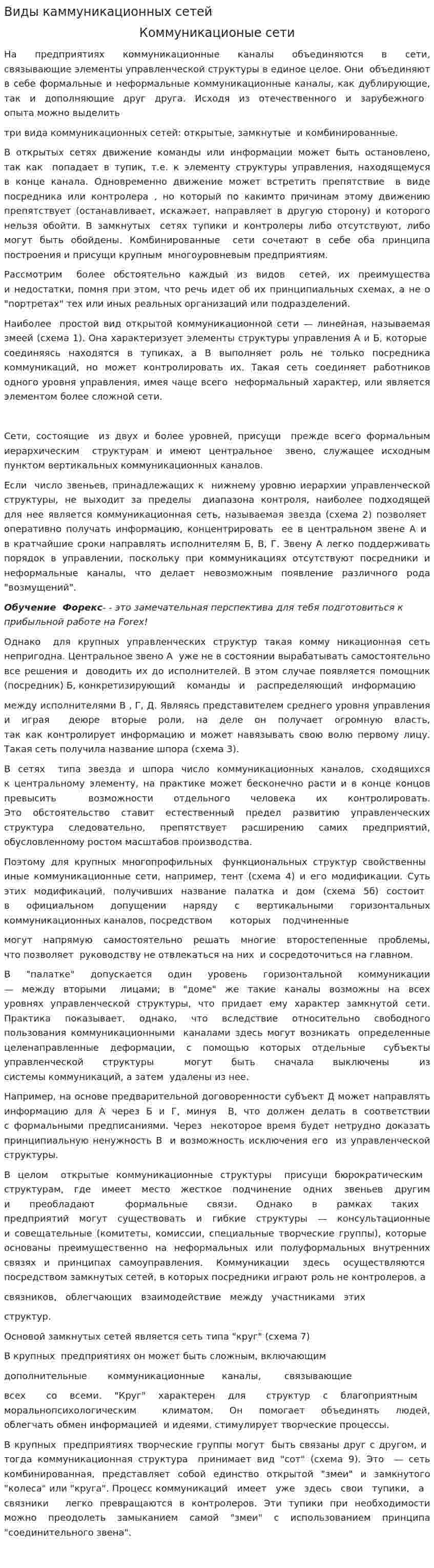 Виды каммуникационных сетей