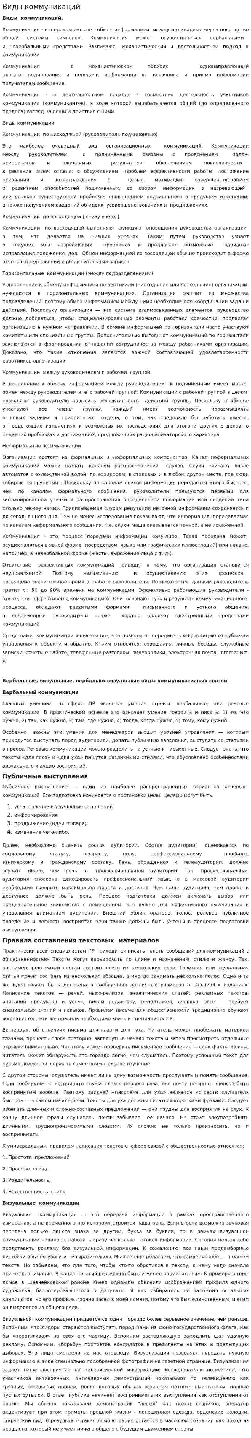 Виды коммуникаций. 5