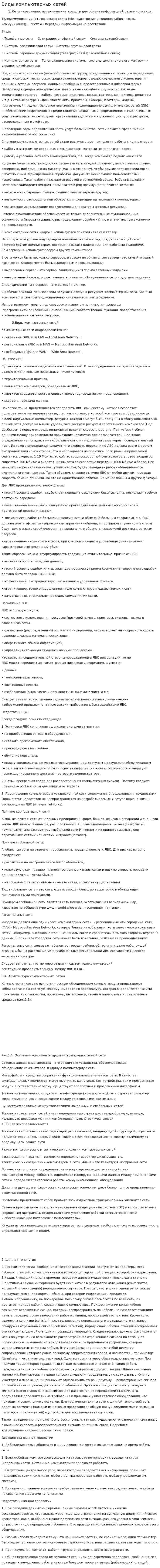 Виды компьютерных сетей