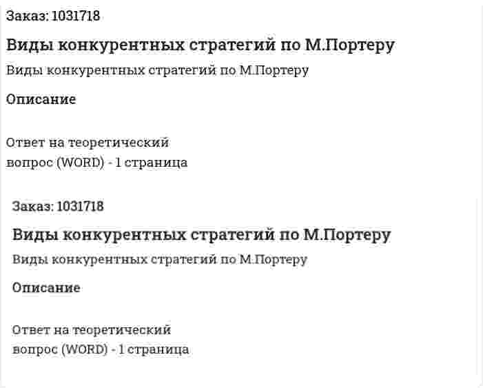 Виды конкурентных стратегий по М.Портеру 