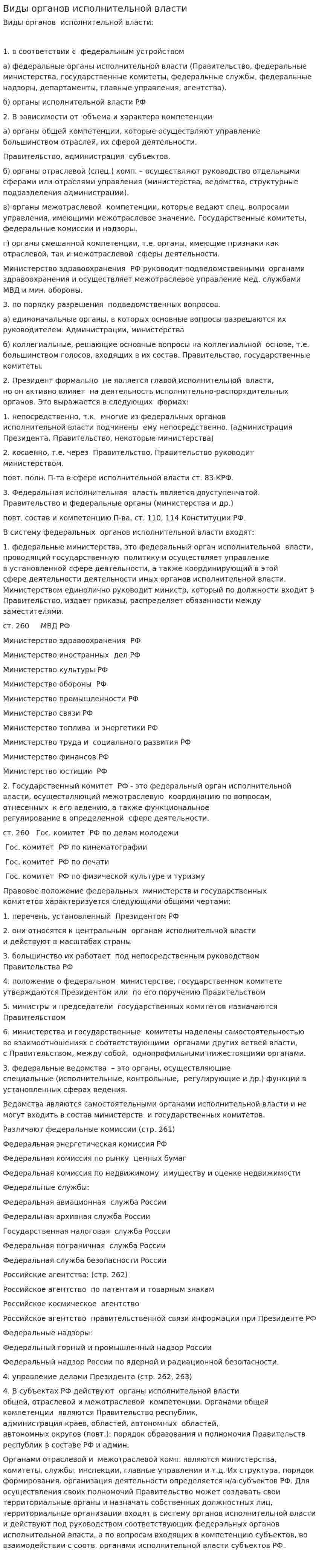Виды органов исполнительной власти. 3