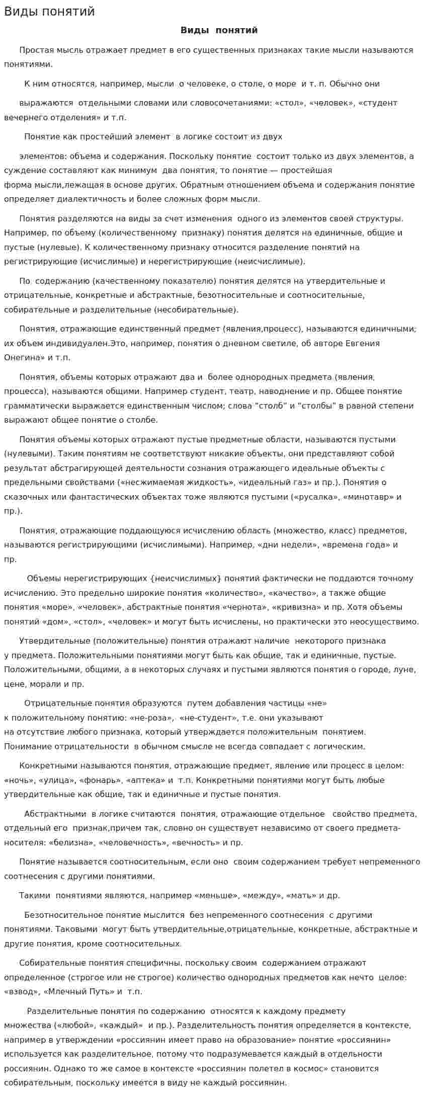 Виды понятий. 2