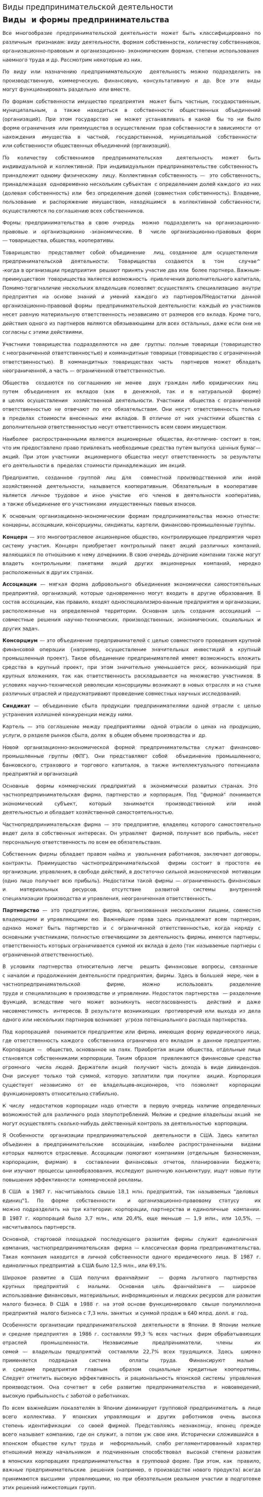 Виды предпринимательской деятельности. 15