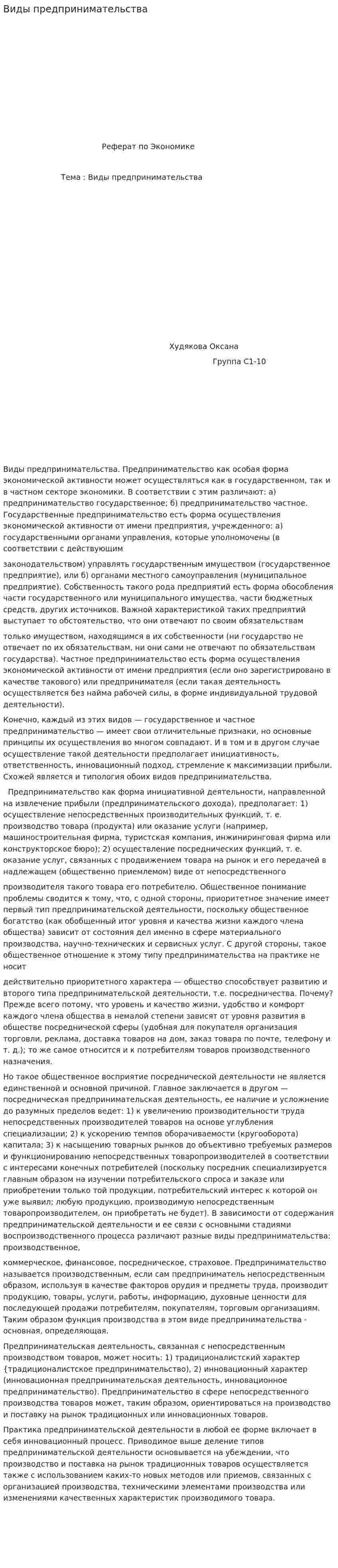 Виды предпринимательства. 3