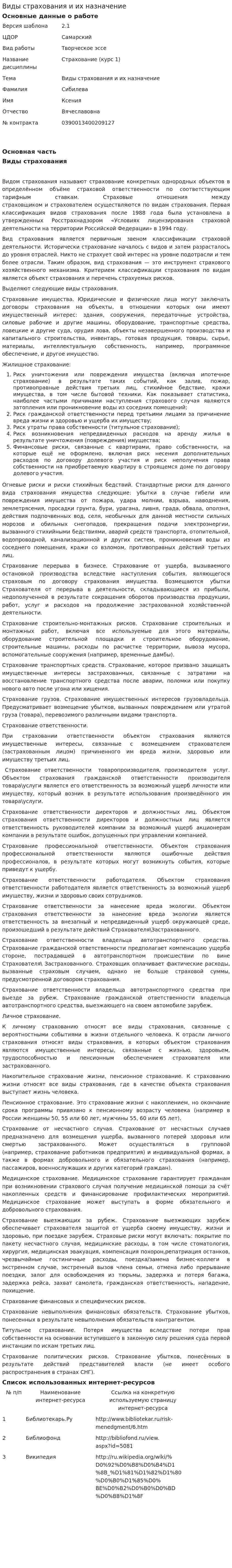 Виды страхования и их назначение