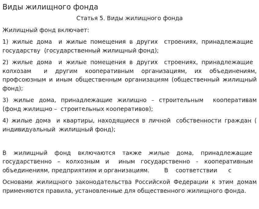 Виды жилищного фонда