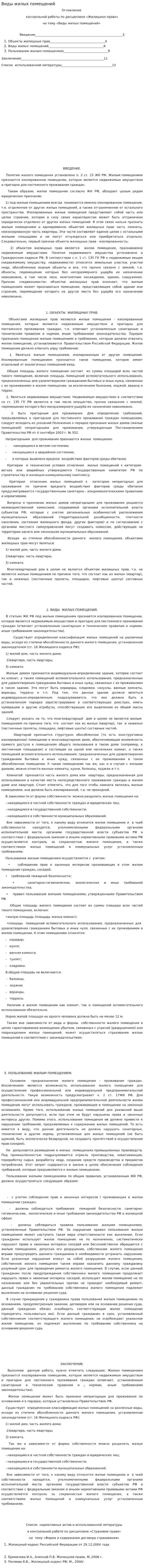 Виды жилых помещений. 2