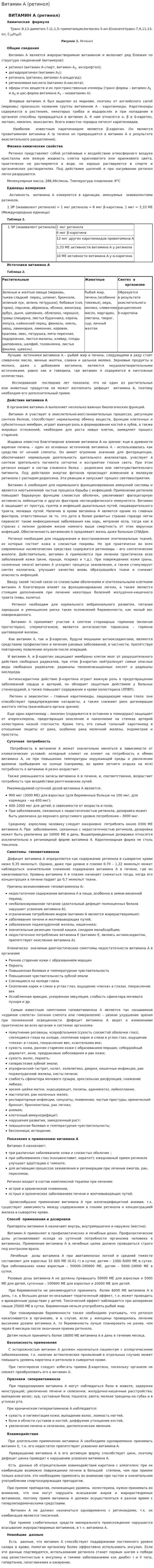 Витамин A (ретинол)