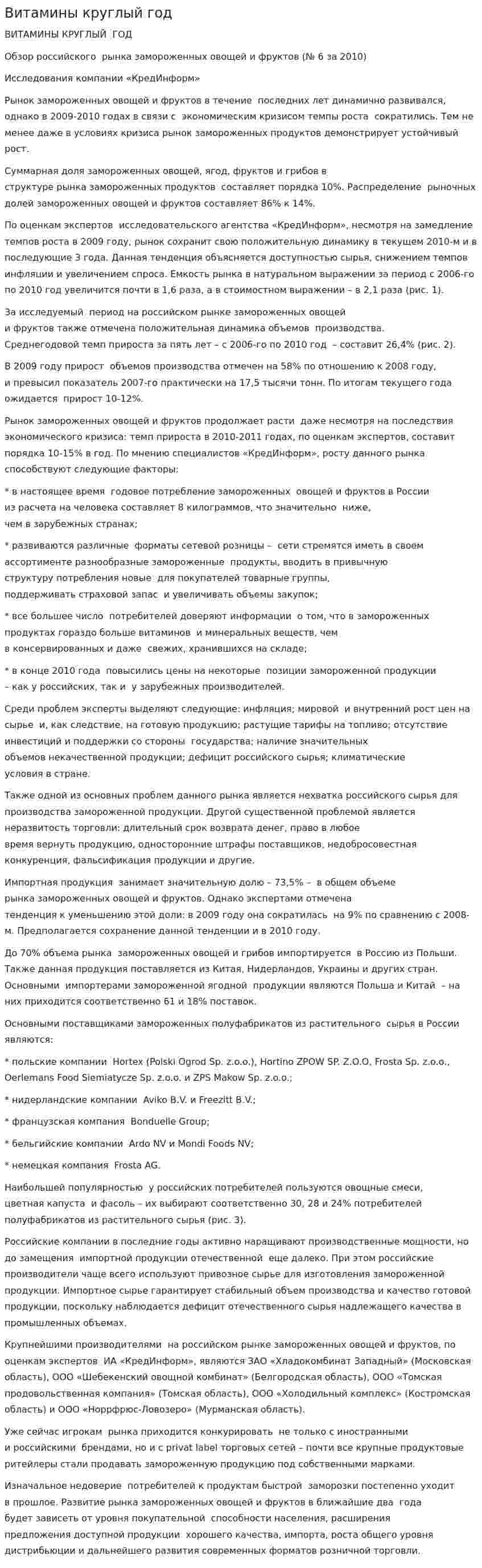 Витамины круглый год
