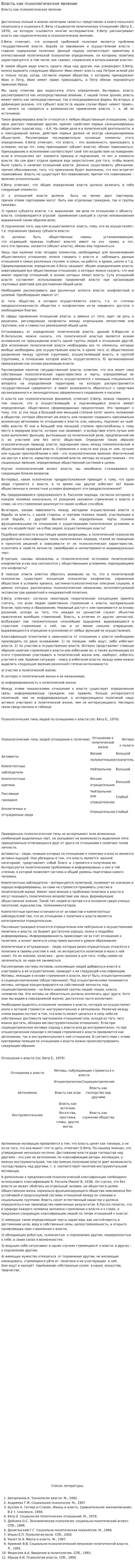 Власть как психологическое явление