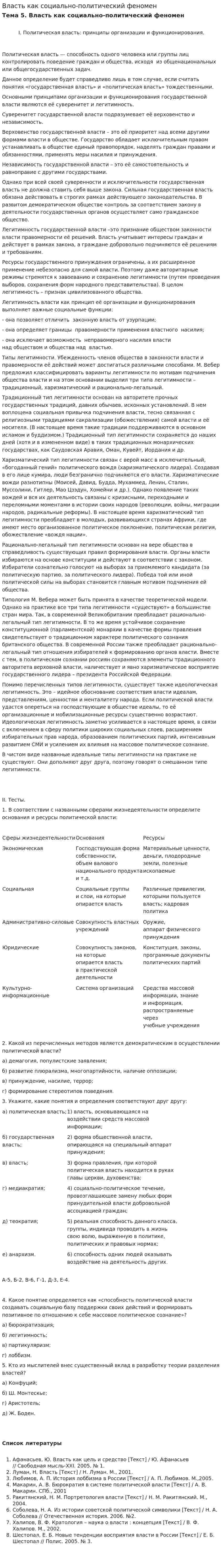 Власть как социально-политический феномен. 6