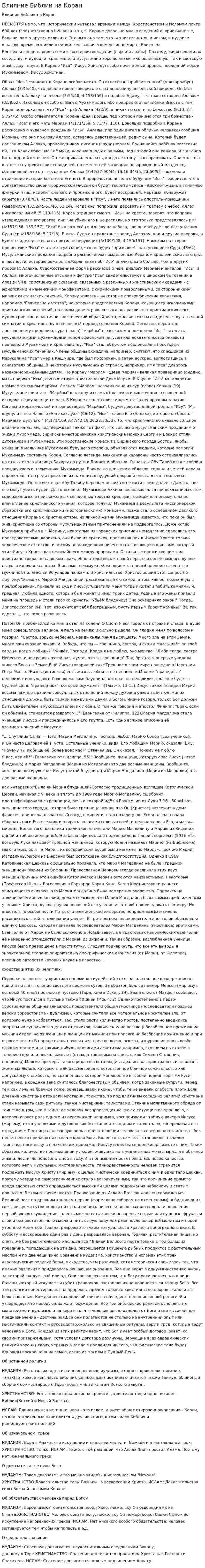 Влияние Библии на Коран