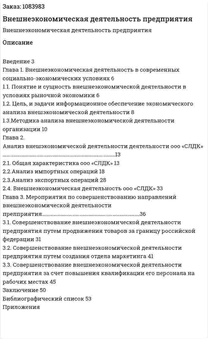 Внешнеэкономическая деятельность предприятия (курсовая работа) 