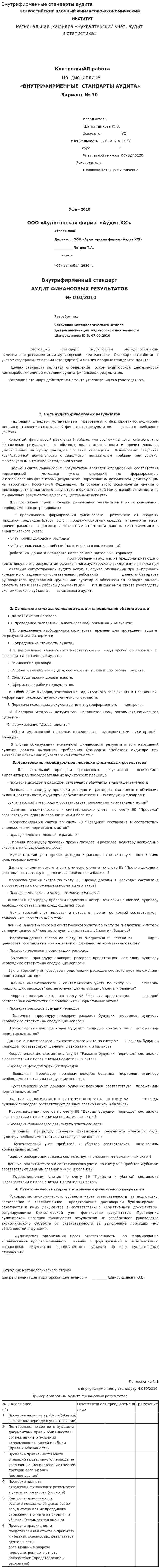 Внутрифирменные стандарты аудита. 6