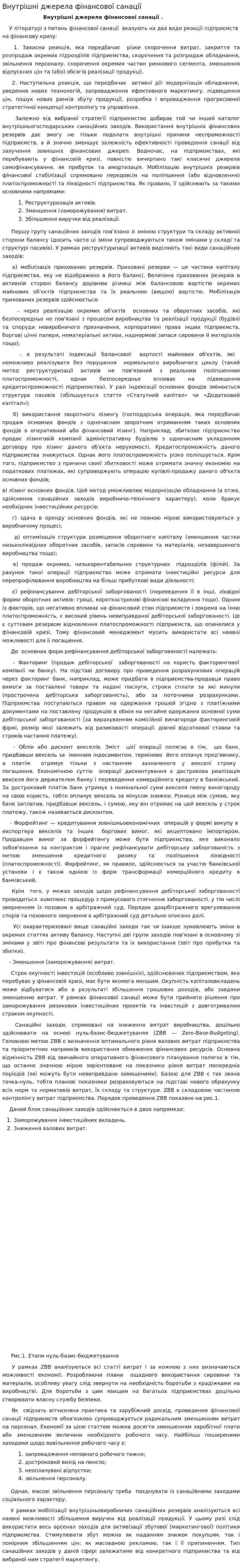 Внутрішні джерела фінансової санації