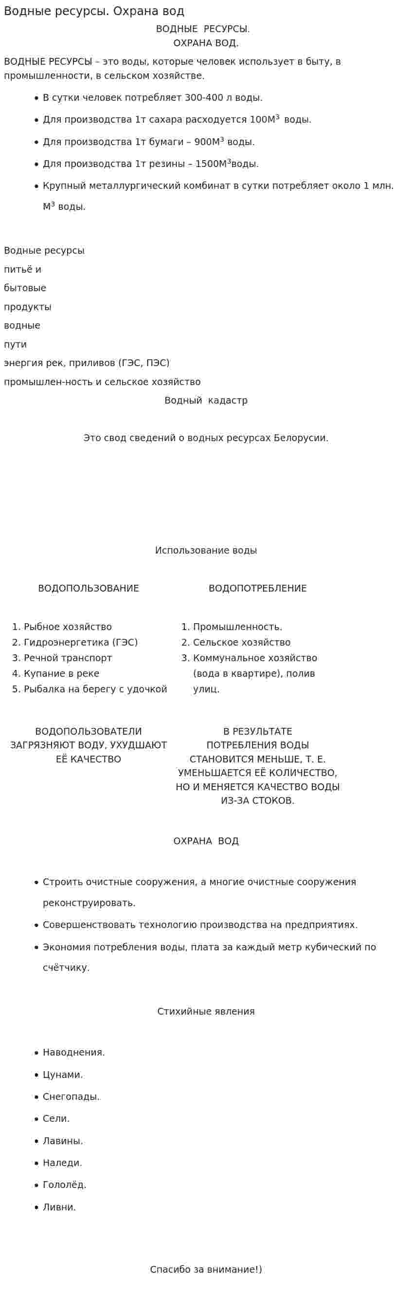 Водные ресурсы. Охрана вод