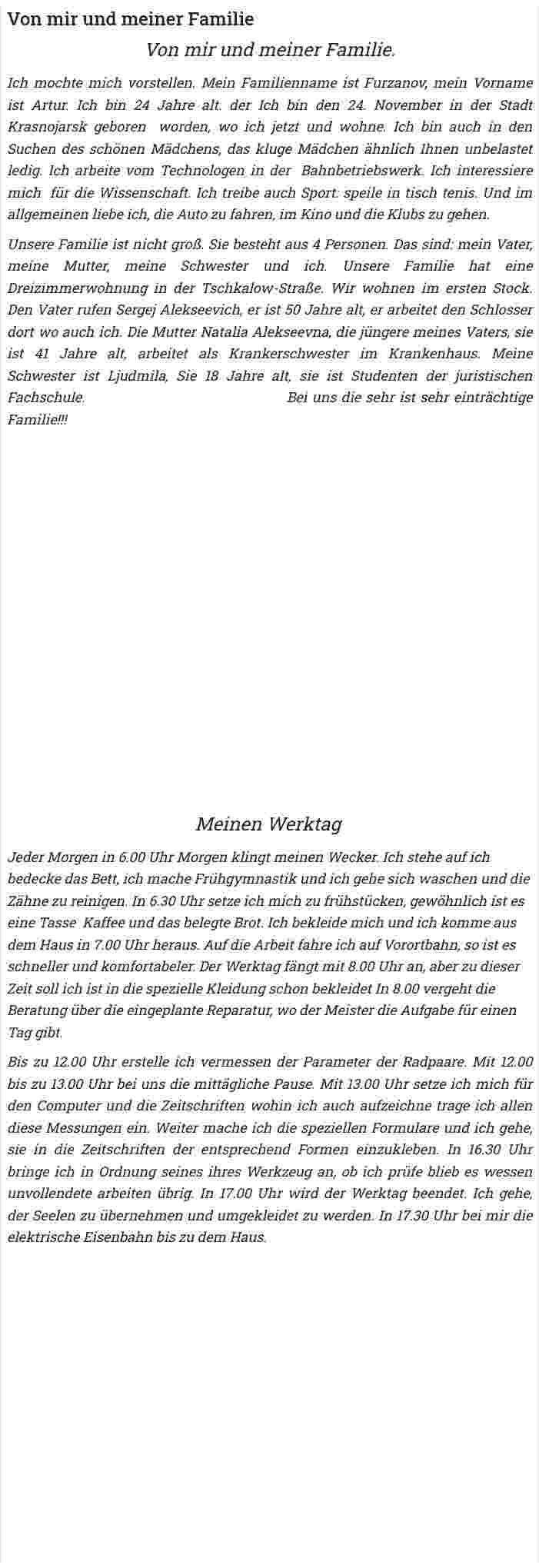 Von mir und meiner Familie