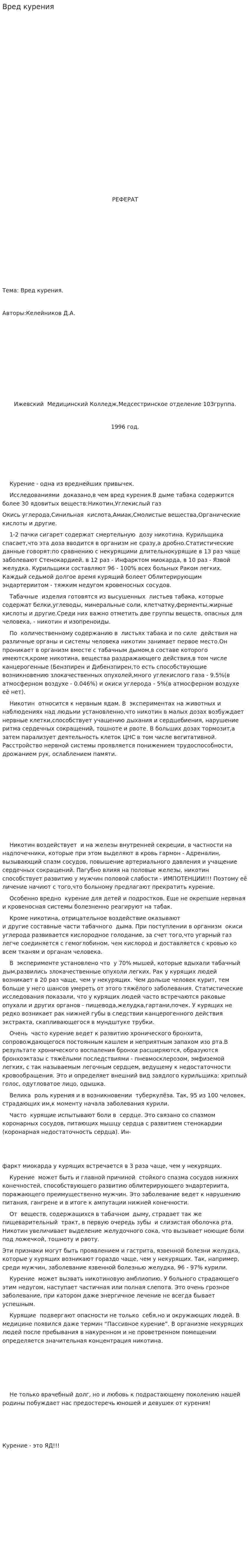 Вред курения
