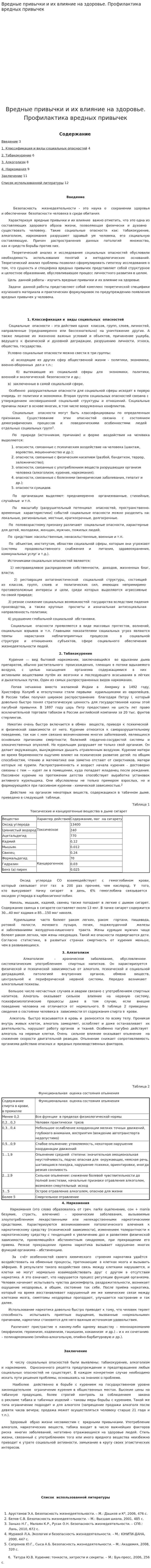 Вредные привычки и их влияние на здоровье. Профилактика вредных привычек